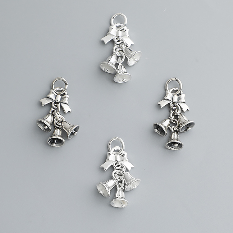 Jewelry Making In La - 925 Sterling Silber Schleifen-Glocken-Anhänger Vintage Silber-Perlen