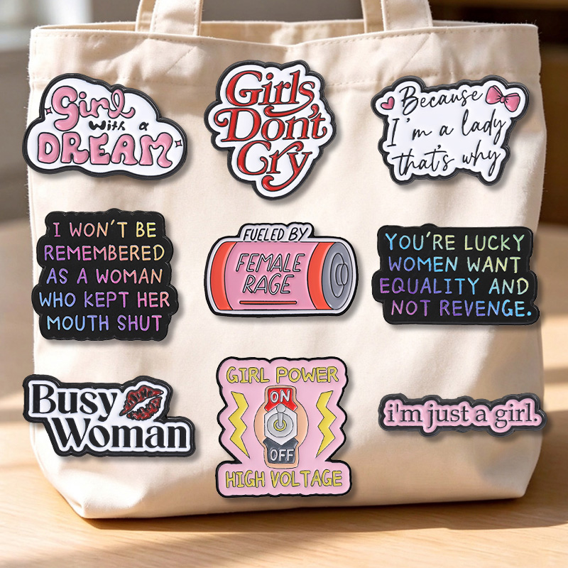 Feministische Emaille-Ansteckn – Jewelry Making History Bewertung und Preis